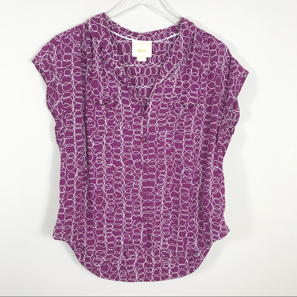 Anthropologie | Maeve Purple Button Up Blouse